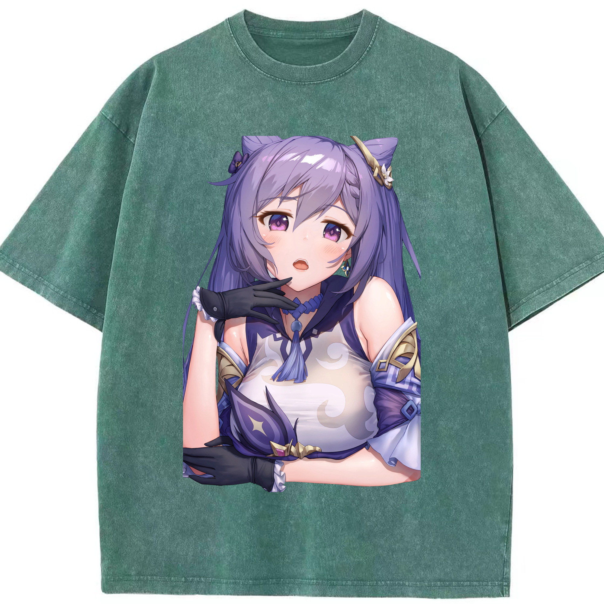 げんし神 刻晴 こくせい genshin Kokusei 綿100% ヴィンテージ風 半袖Tシャツ（フロントプリント）